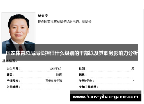 国家体育总局局长担任什么级别的干部以及其职务影响力分析